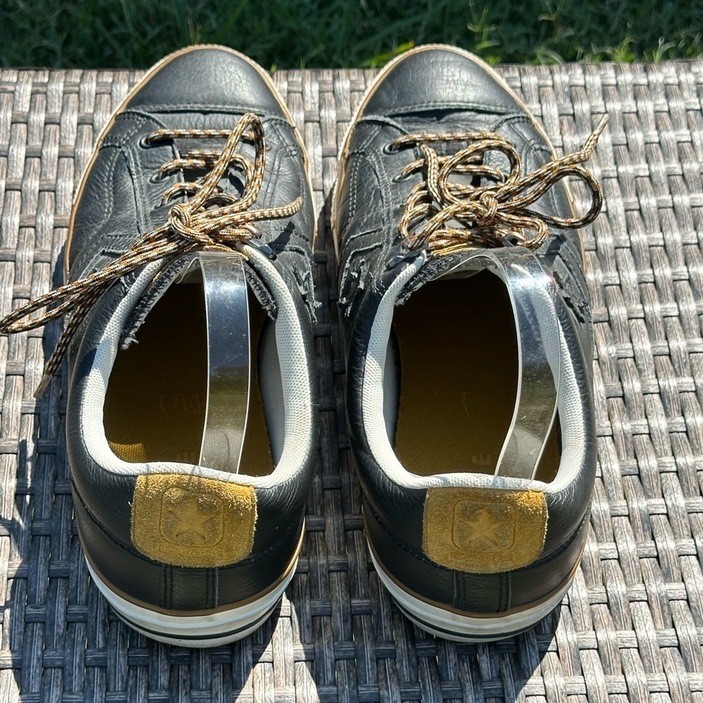 Black Leather Men's Converse Chuck Taylor All Stars - Size 12 - Picture 4 of 5